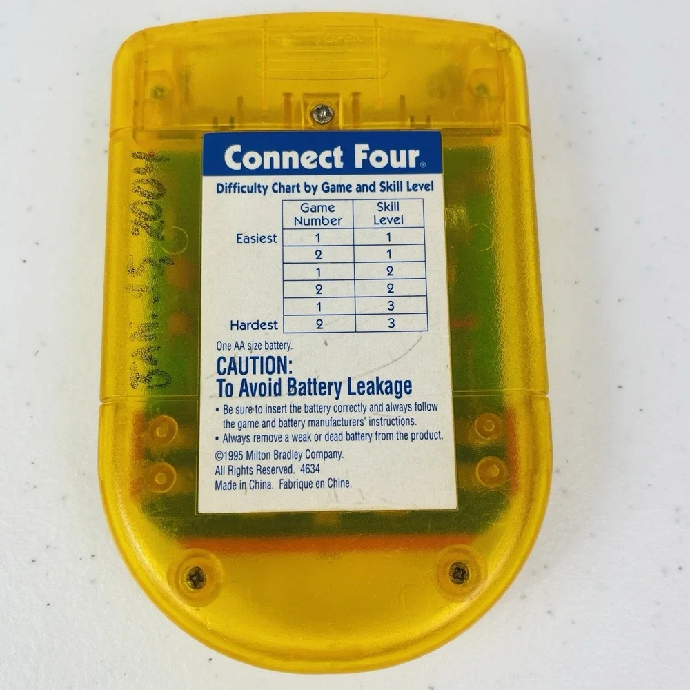Vtg Connect Four Electronic Handheld Game WORKS MB 1995 Translucent Tested